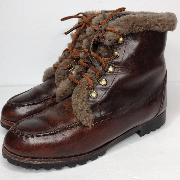 Cole Haan Vintage Brown Leather Insulated Lace Up Women's Ankle Boots - Picture 9 of 15